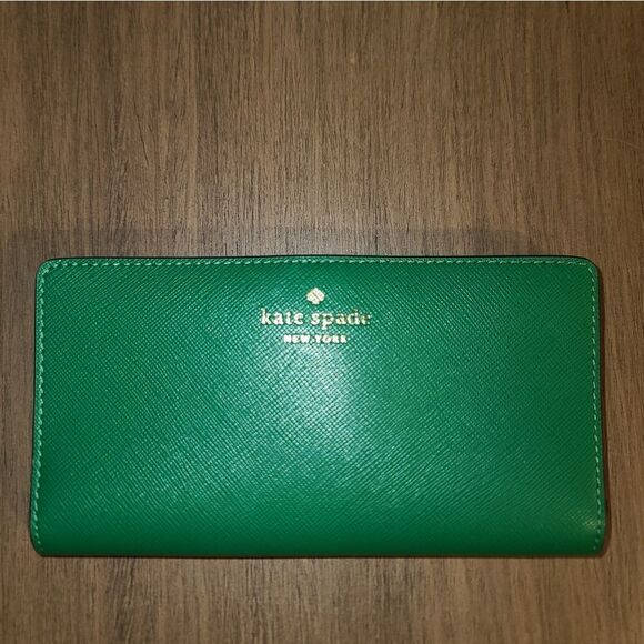 Kate Spade Stacy Leather Green Bifold Wallet - Picture 1 of 4